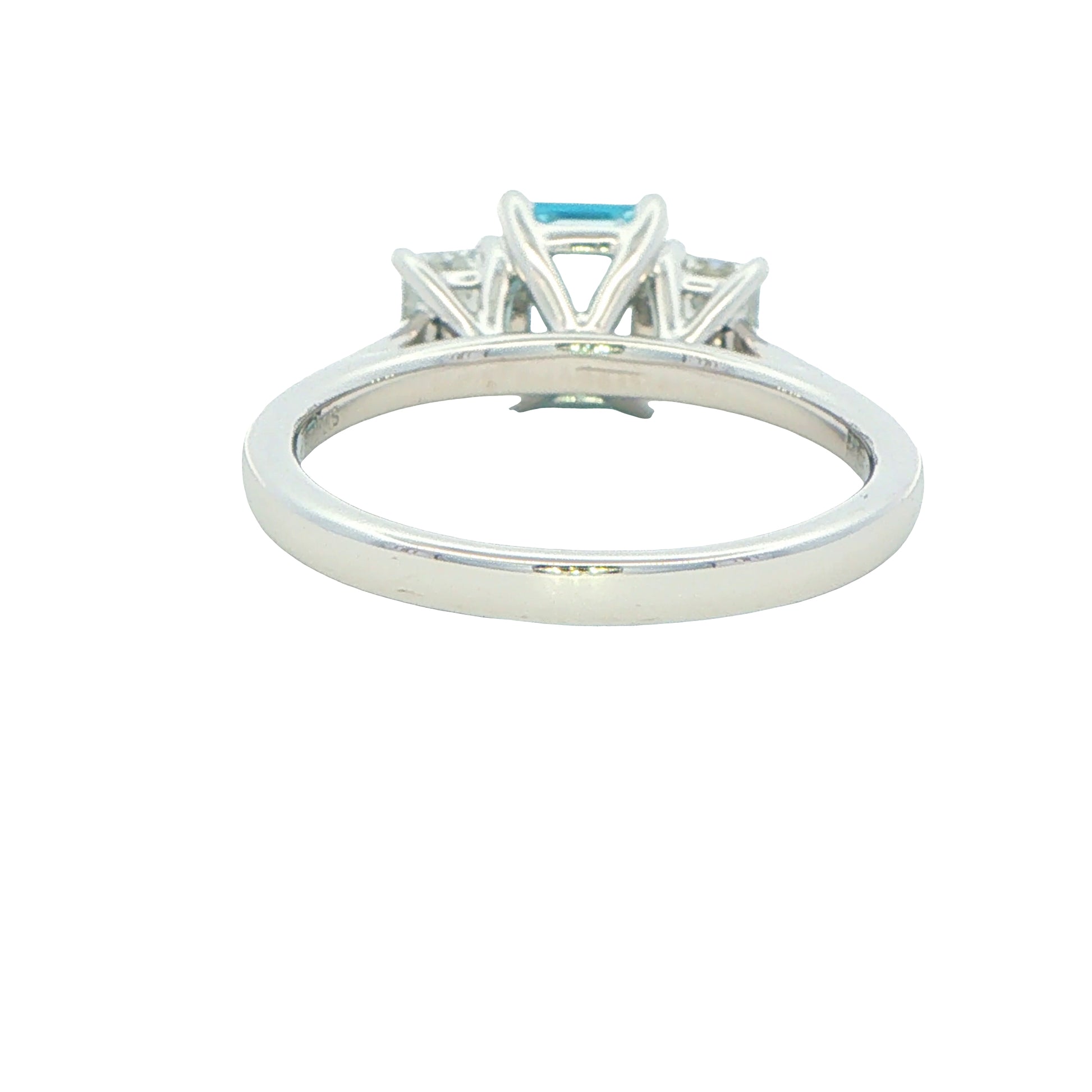 Aquamarine and Emerald Cut Diamond 3 Stone Ring Gardiner Brothers