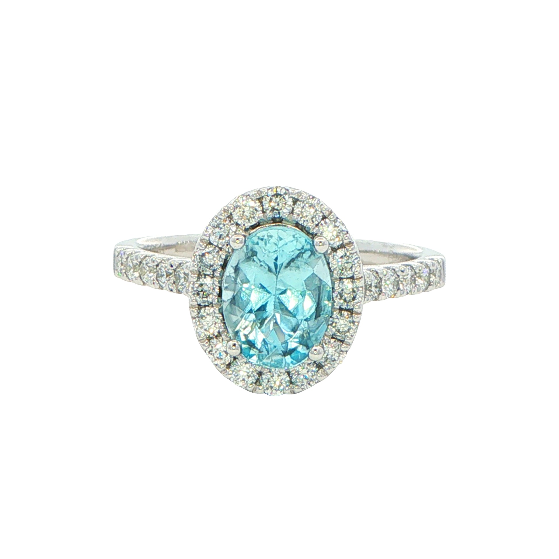 Aquamarine and Diamond Halo Style Ring Gardiner Brothers