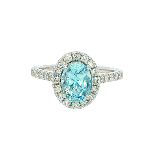 Aquamarine and Diamond Halo Style Ring Gardiner Brothers