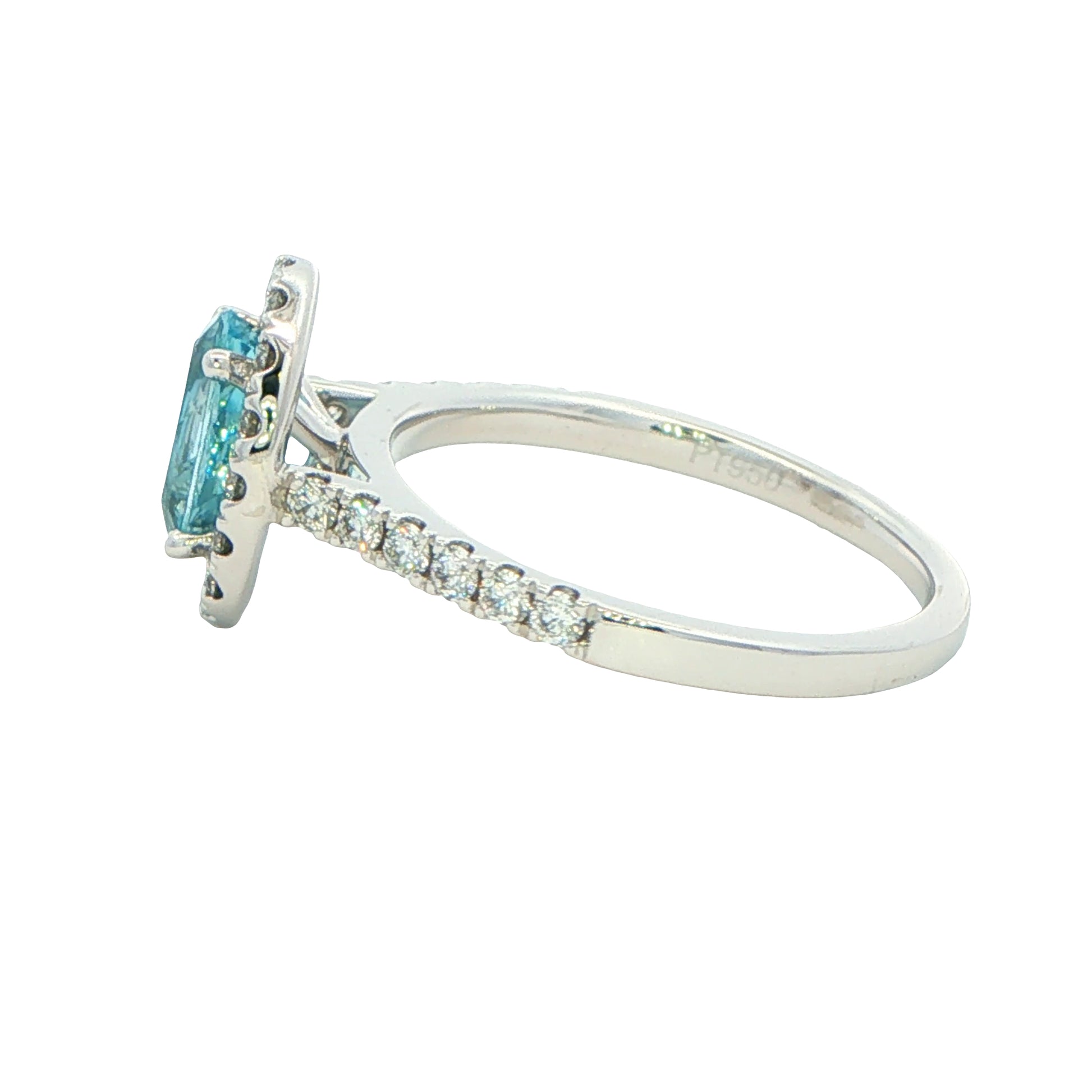 Aquamarine and Diamond Halo Style Ring Gardiner Brothers