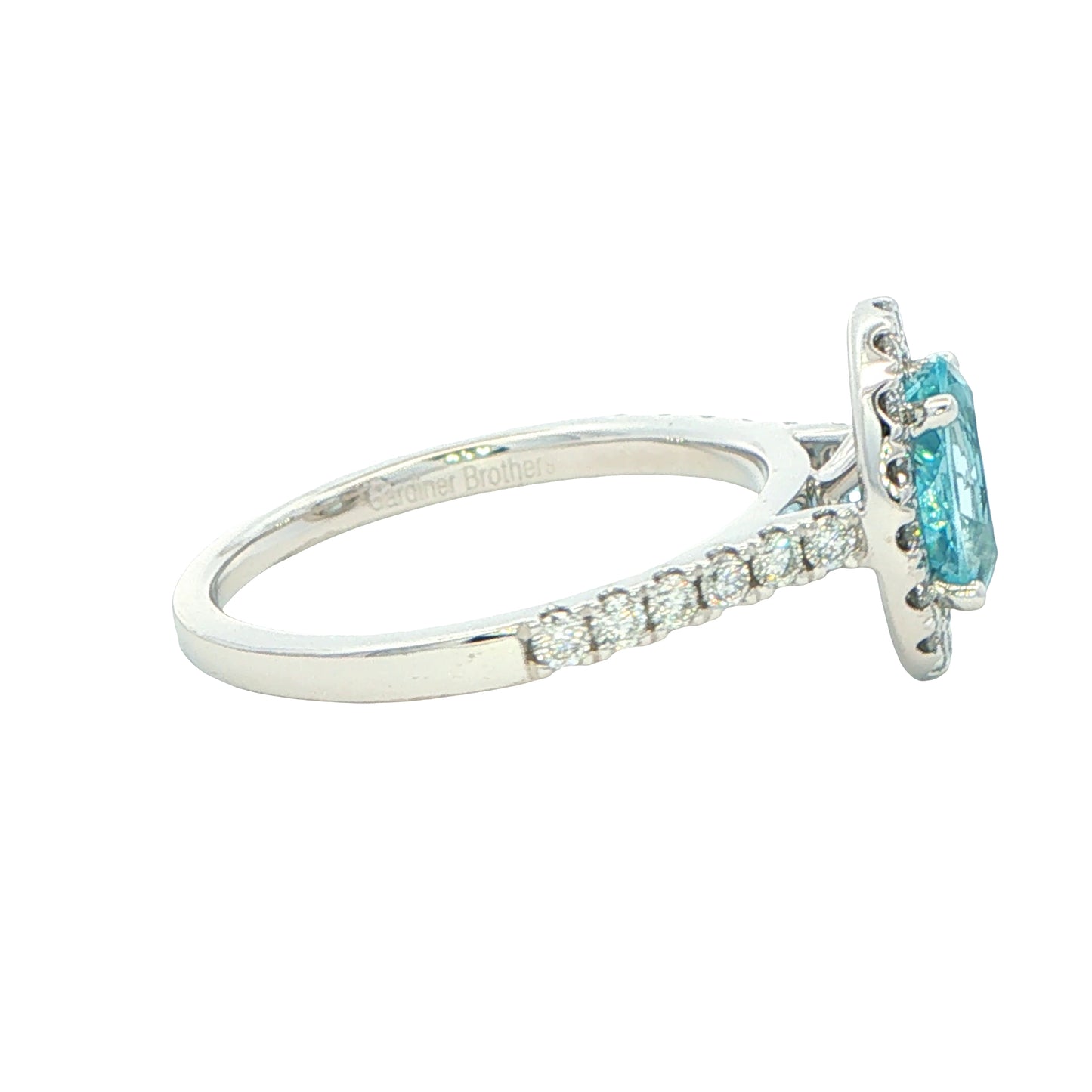 Aquamarine and Diamond Halo Style Ring Gardiner Brothers
