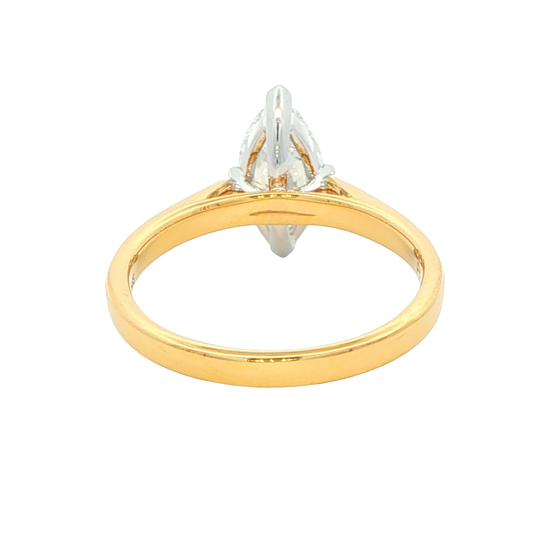 Yellow Gold Marquise shaped diamond solitaire ring - 1.21cts Gardiner Brothers