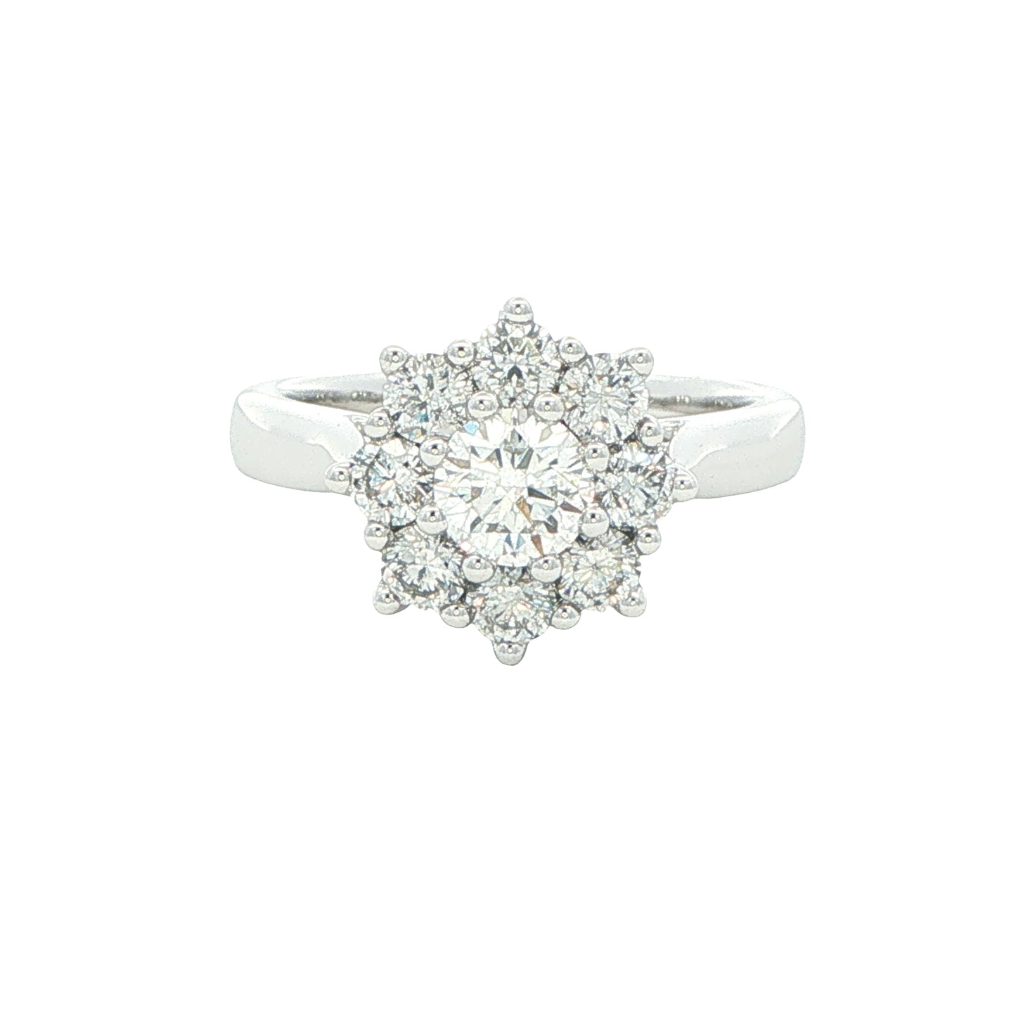 Platinum Round Brilliant Cut Diamond 9 Stone Cluster Ring - 1.00cts Gardiner Brothers