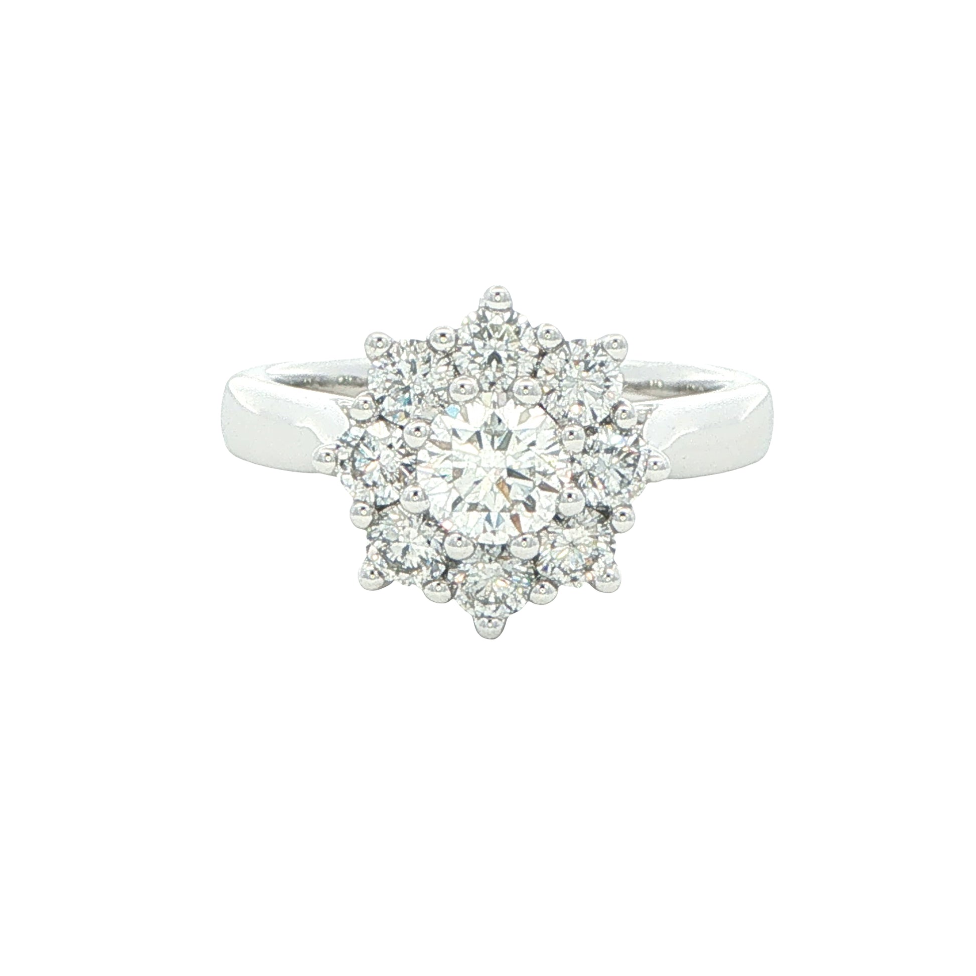 Platinum Round Brilliant Cut Diamond 9 Stone Cluster Ring - 1.00cts Gardiner Brothers