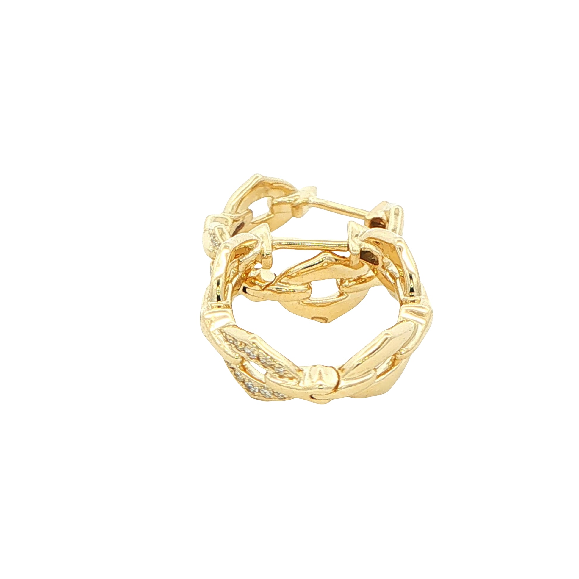 Yellow Gold Fancy Style Diamond Set Hoop Earrings Gardiner Brothers