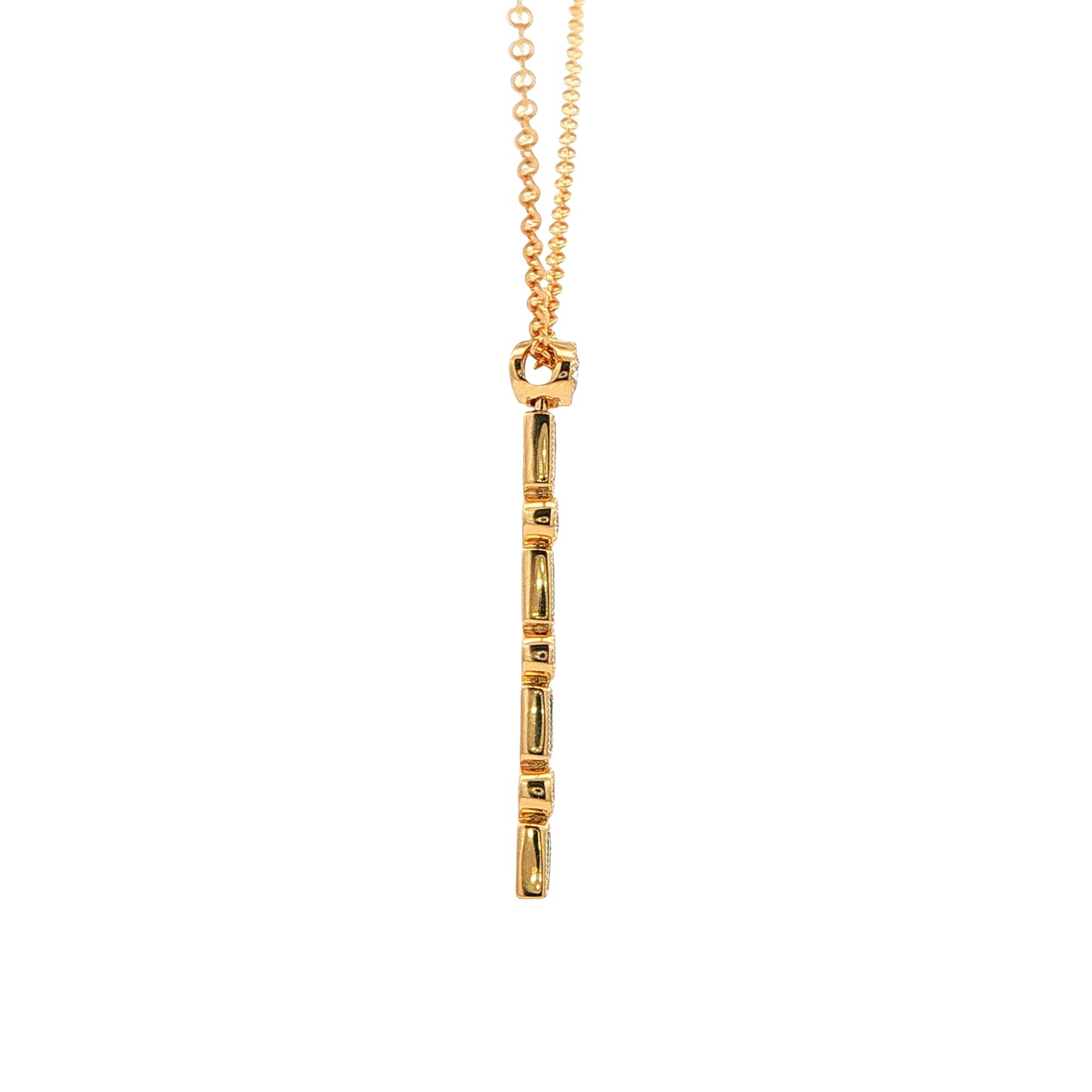 Baguette Cut Emerald and Diamond Vintage Style Drop Pendant Gardiner Brothers