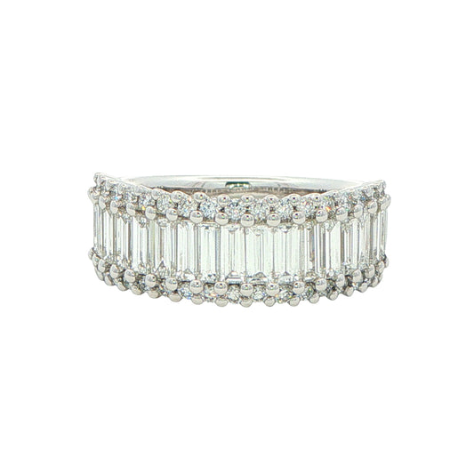 Round Brilliant and Baguette Cut Diamond Eternity Ring - 1.45cts Gardiner Brothers