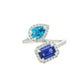 Tanzanite and Swiss Blue Topaz Halo Style 2 Stone Ring Gardiner Brothers