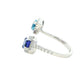 Tanzanite and Swiss Blue Topaz Halo Style 2 Stone Ring Gardiner Brothers
