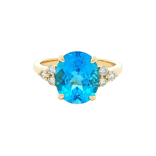 Oval Shaped Topaz and Diamond Cluster Style Ring Gardiner Brothers