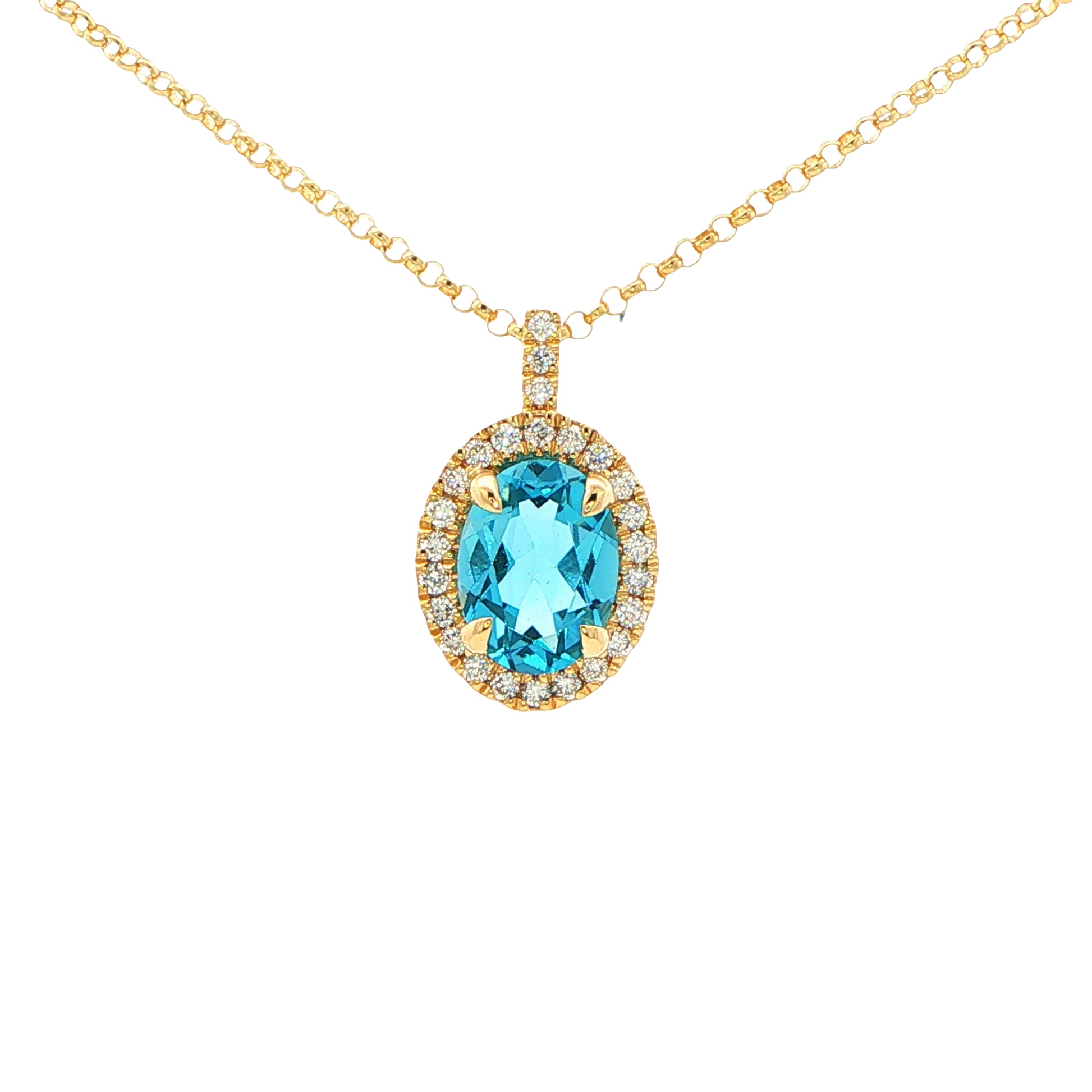 Topaz and Diamond Halo Style Pendant Gardiner Brothers