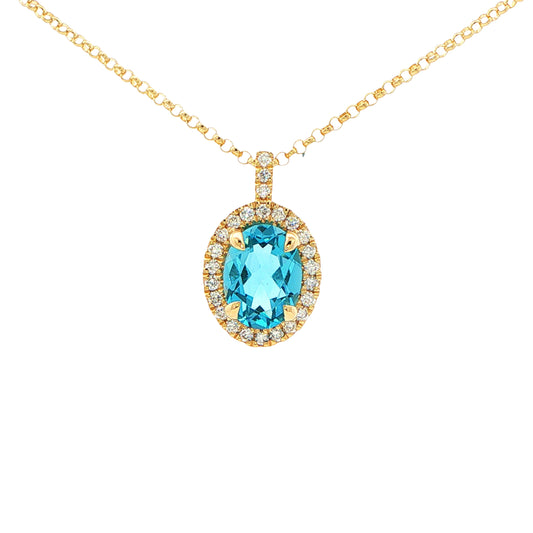 Topaz and Diamond Halo Style Pendant Gardiner Brothers