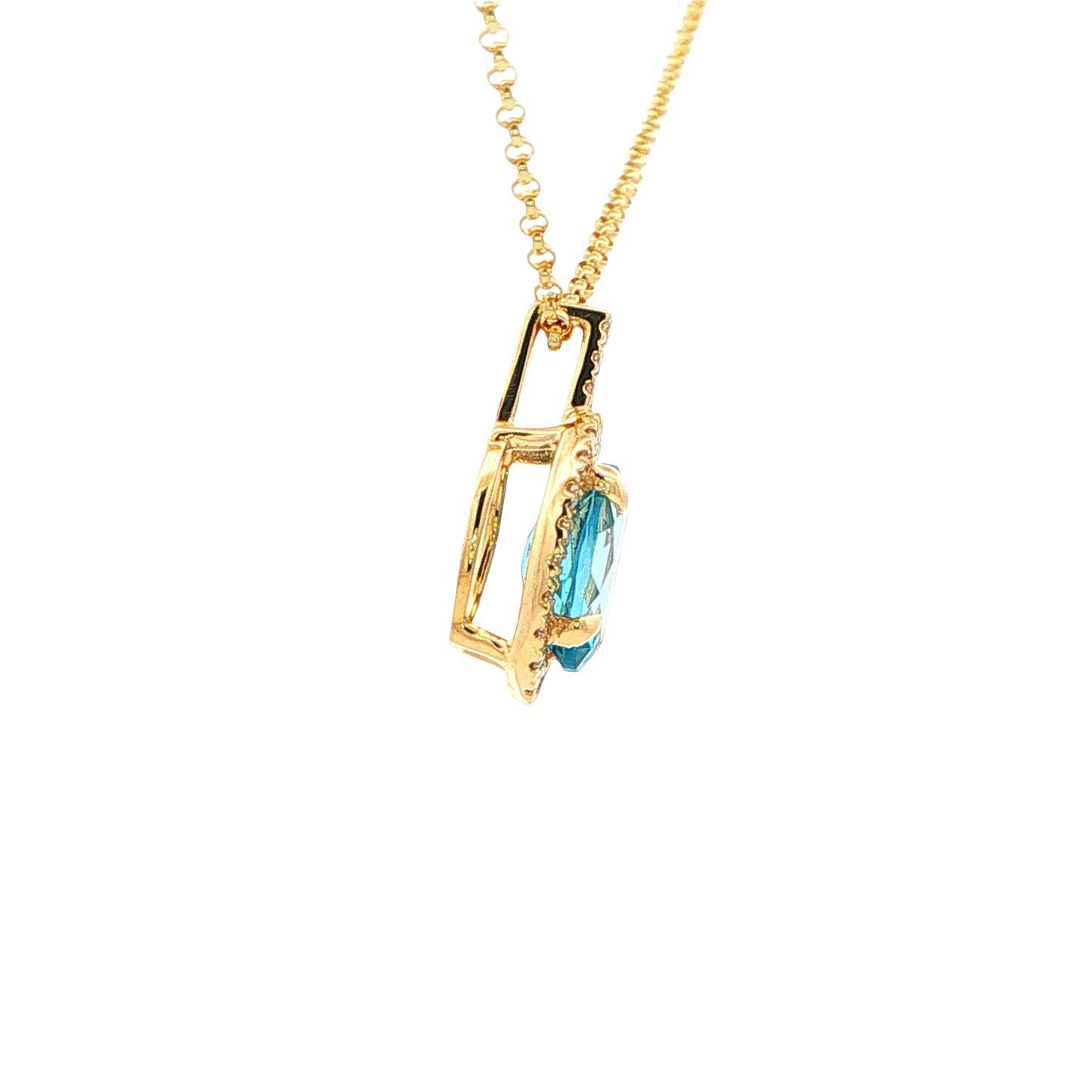 Topaz and Diamond Halo Style Pendant Gardiner Brothers