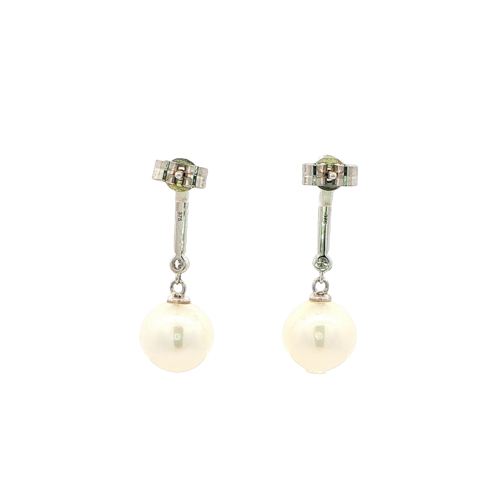 White Gold Pearl and Diamond Drop Earrings Gardiner Brothers
