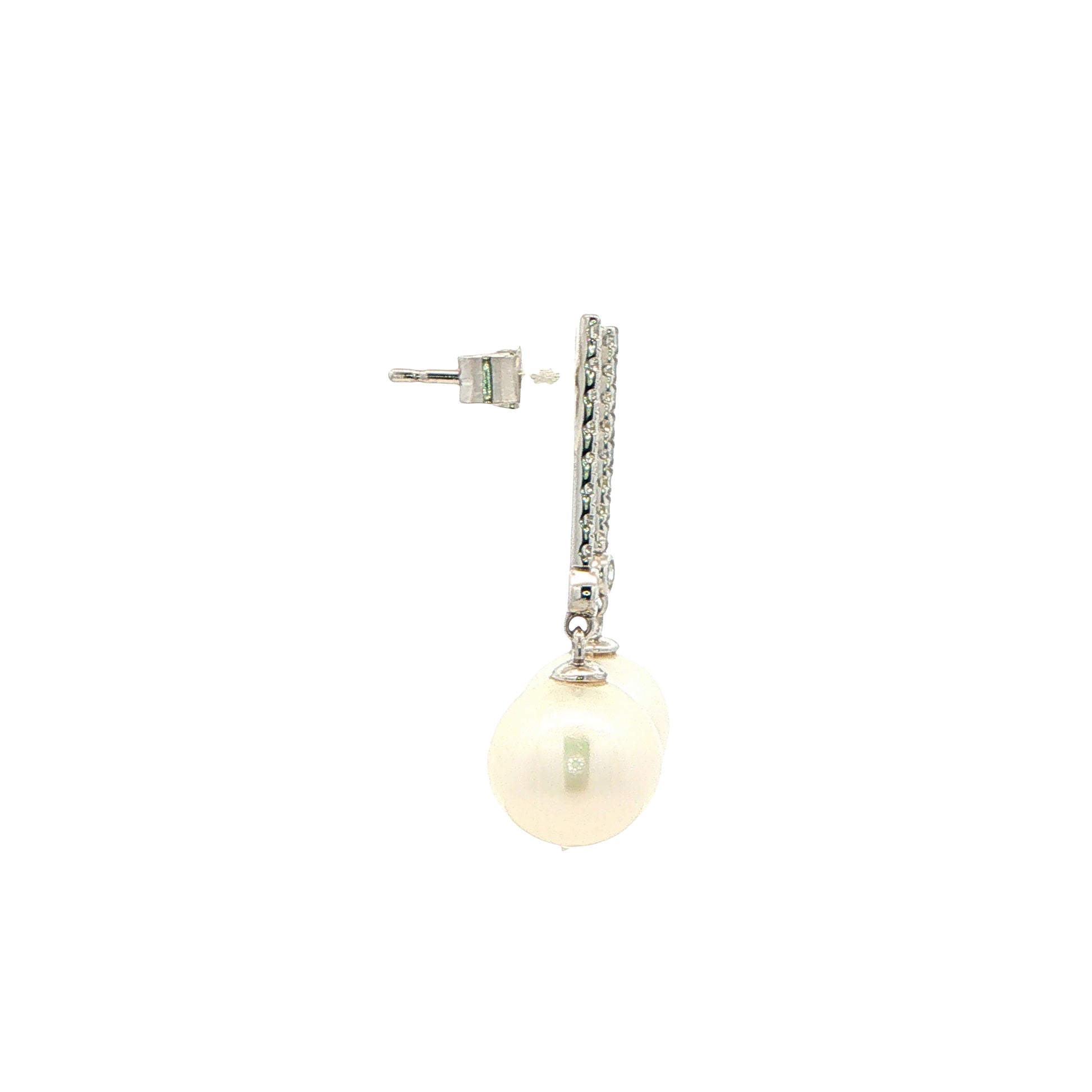 White Gold Pearl and Diamond Drop Earrings Gardiner Brothers