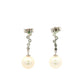 White Gold Pearl and Rub Over Diamond Drop Earrings Gardiner Brothers