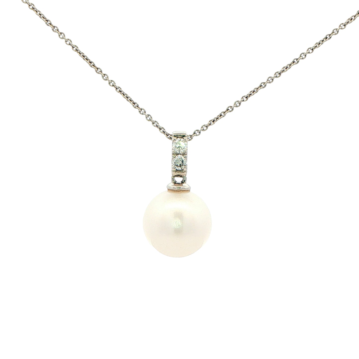 White Gold Pearl and Diamond Pendant Gardiner Brothers