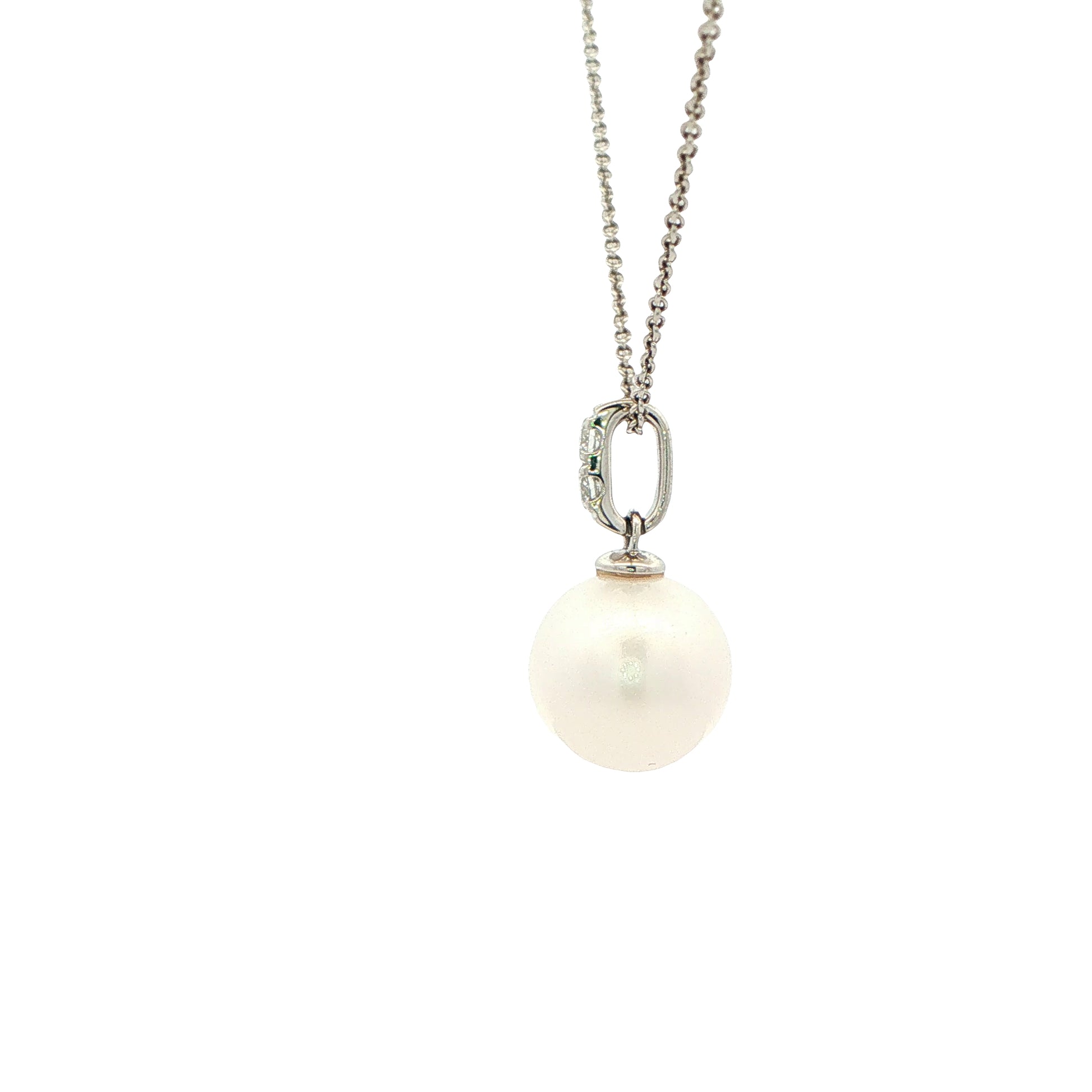 White Gold Pearl and Diamond Pendant Gardiner Brothers