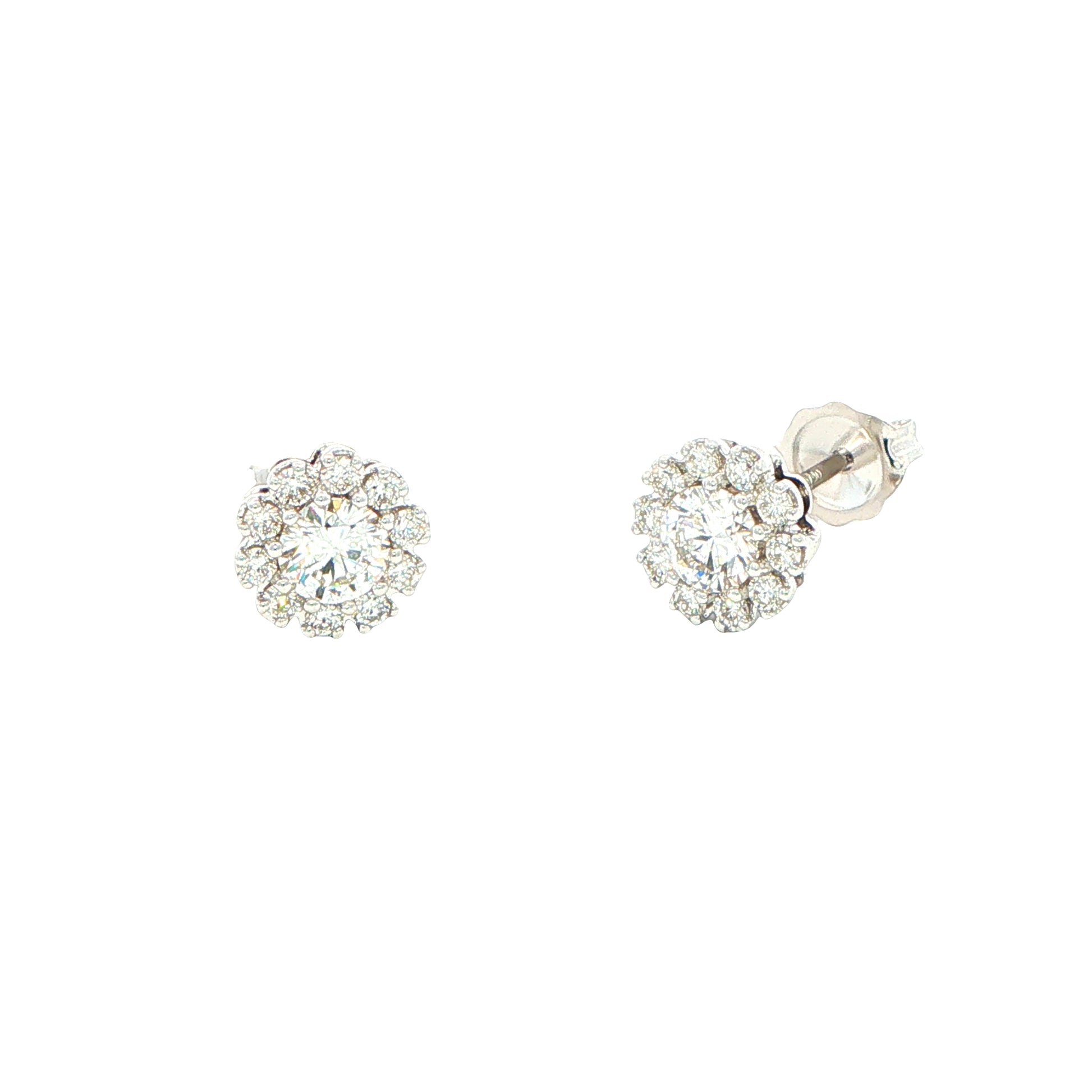 Round Brilliant Cut Diamond Cluster Style Earrings Gardiner Brothers
