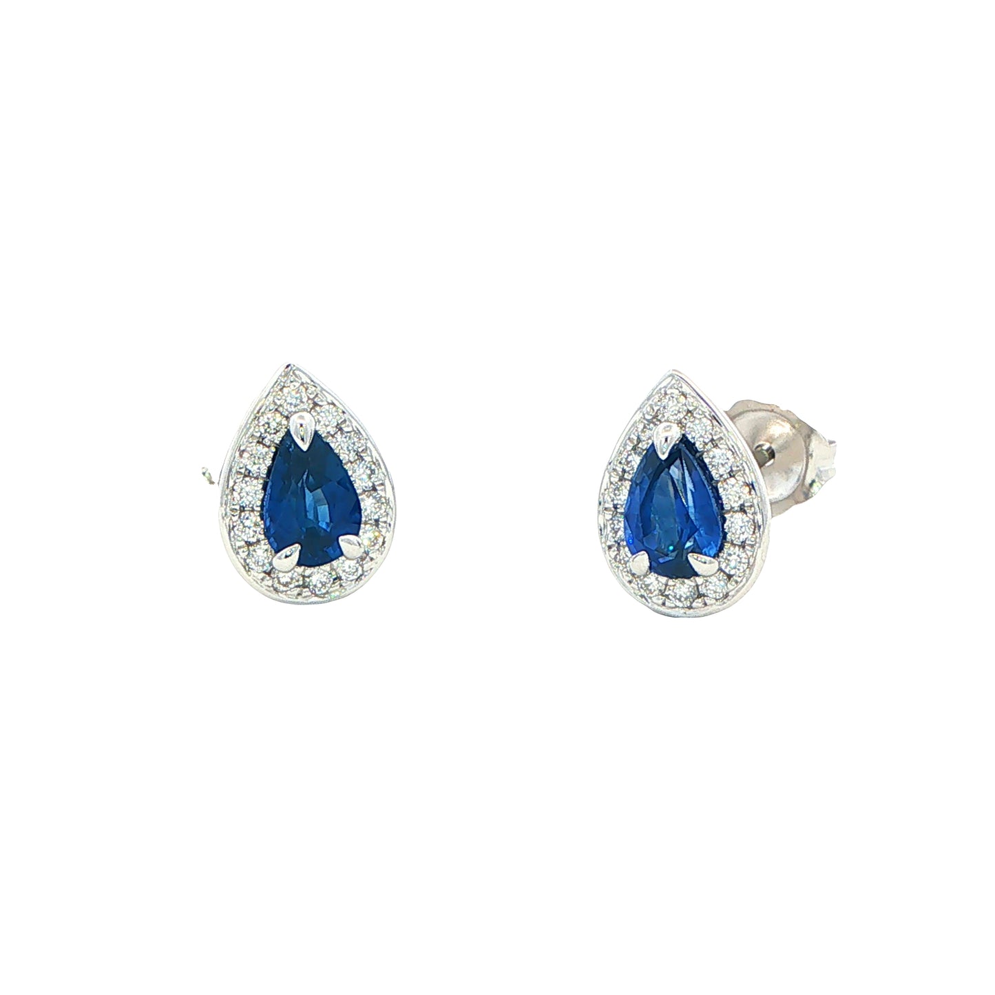 Pear Shaped Sapphire and Diamond Halo Style Earrings