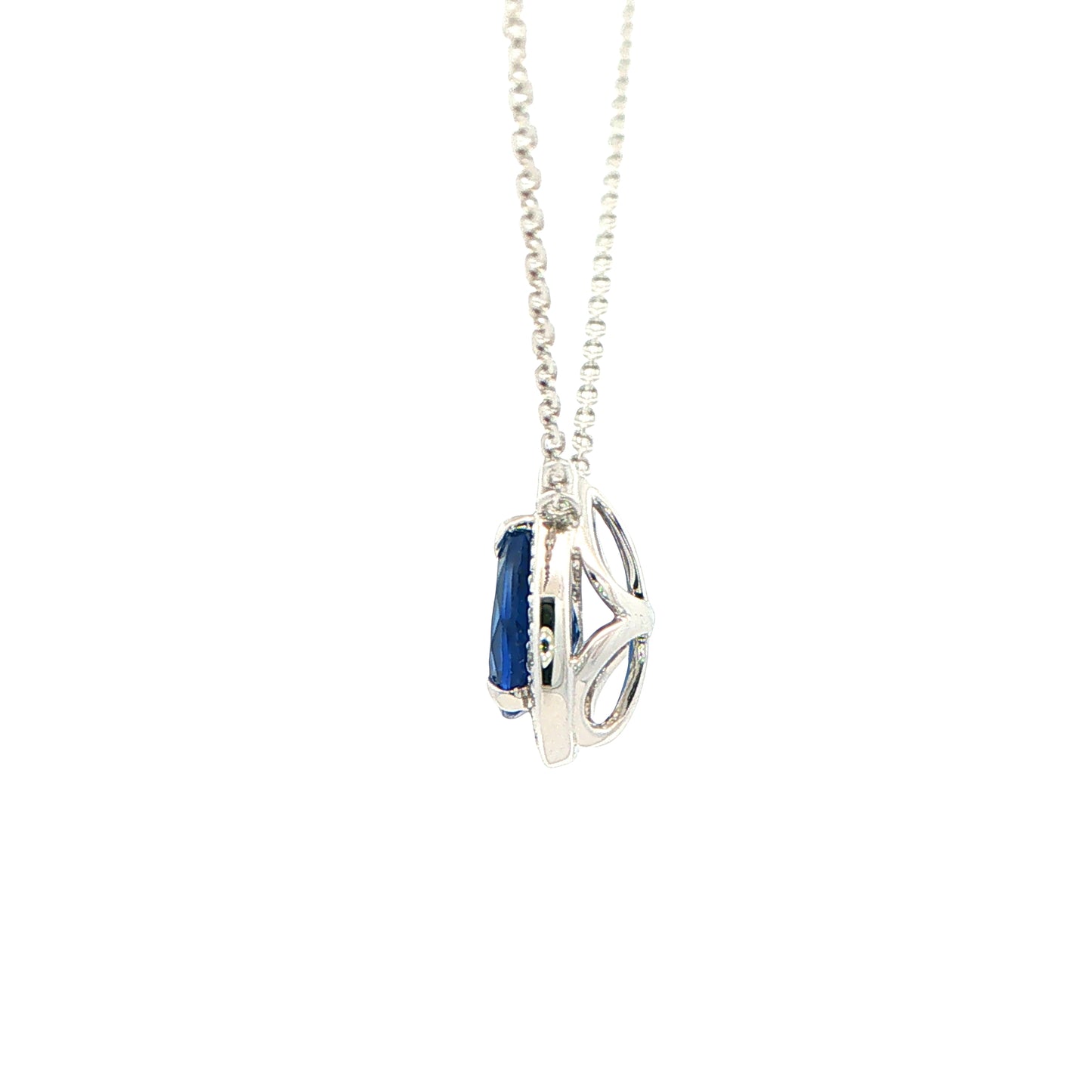 Pear Shaped Sapphire and Diamond Halo Style Pendant