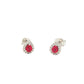 Pear Shaped Ruby and Diamond Halo Style Earrings
