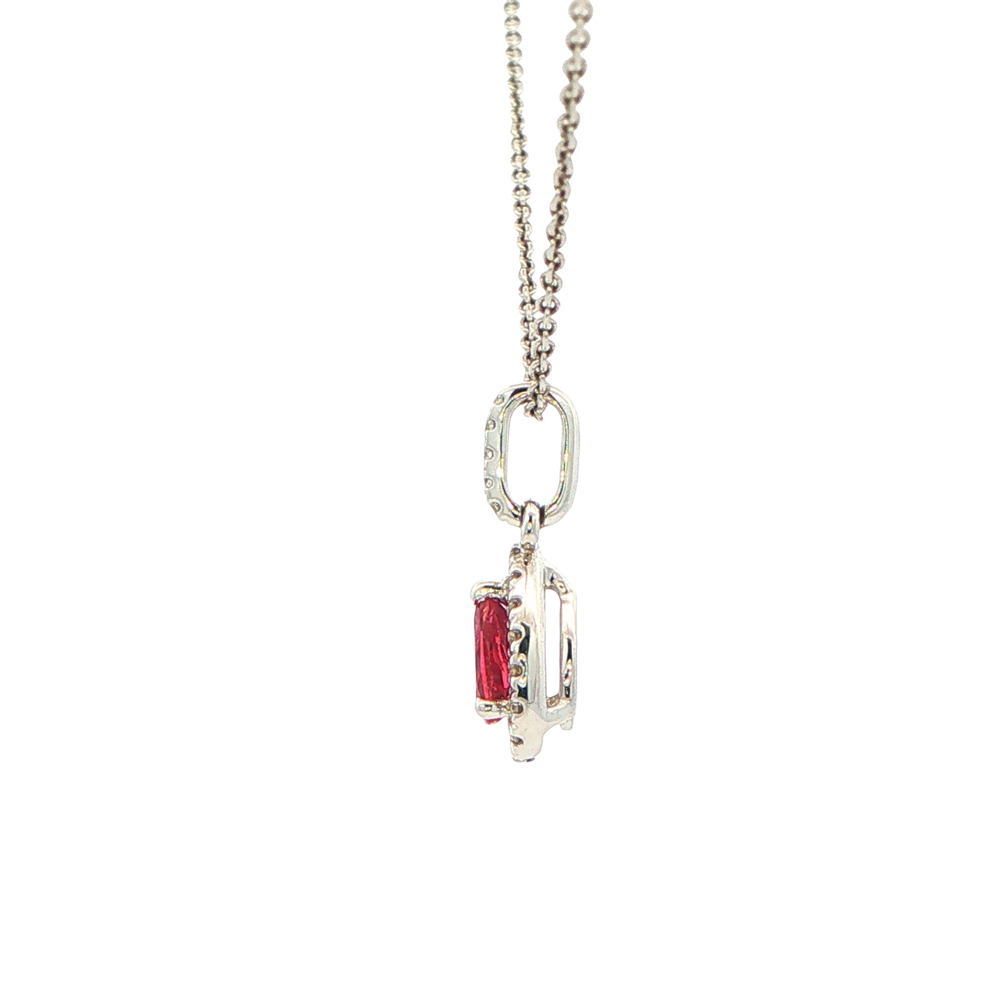 Pear Shaped Ruby and Diamond Halo Style Pendant