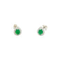 Pear Shaped Emerald and Diamond Halo Style Earrings