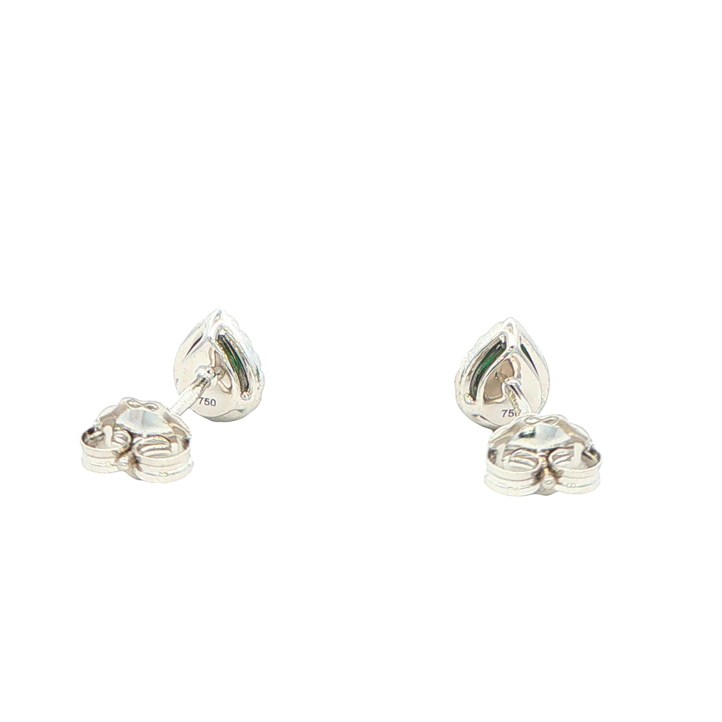 Pear Shaped Emerald and Diamond Halo Style Earrings