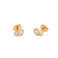 Yellow Gold Oval and Pear Diamond 2 Stone Earrings
