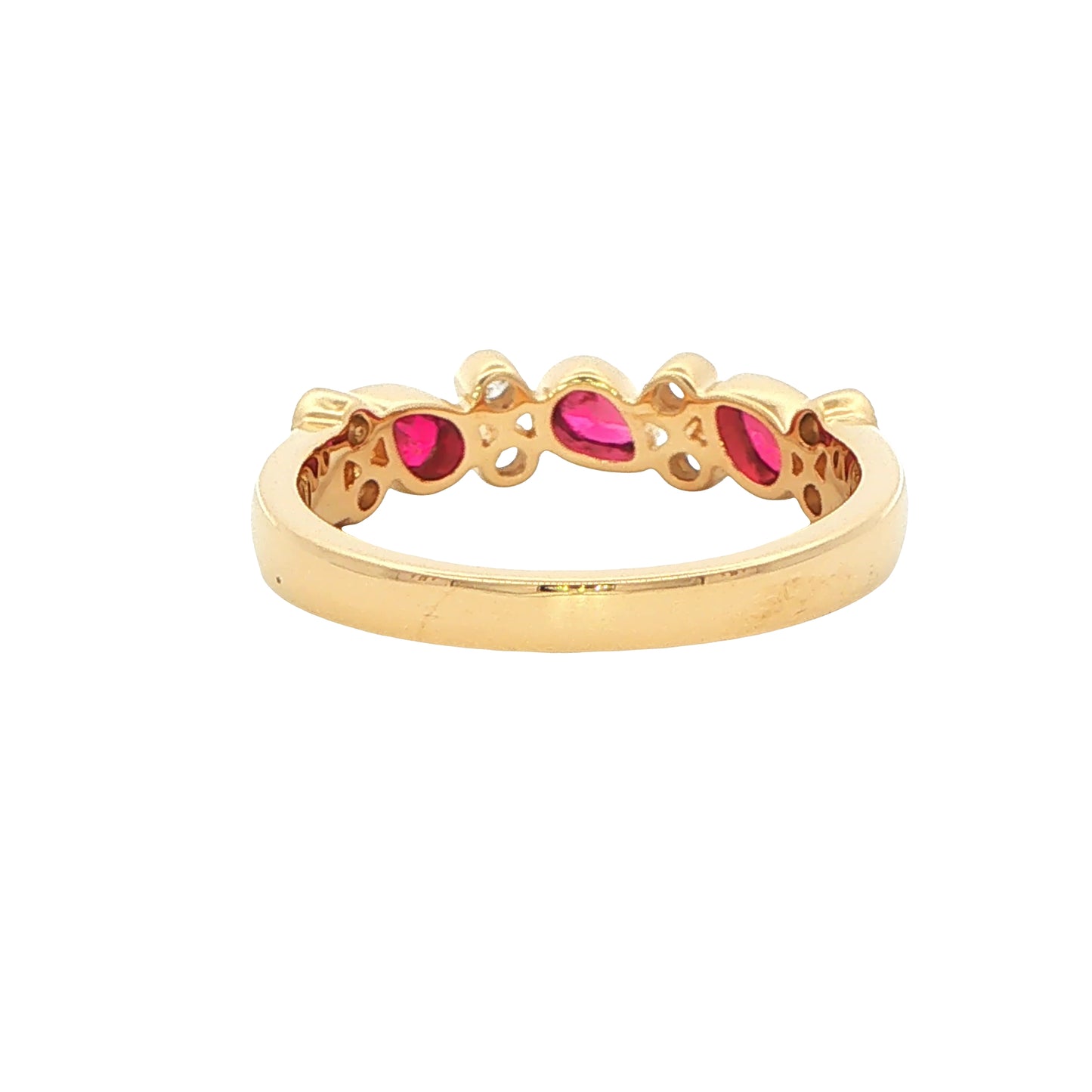 Pear Shaped Ruby and Diamond Vintage Style Eternity Ring