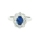 Oval shaped Sapphire and Diamond Cluster Style Ring