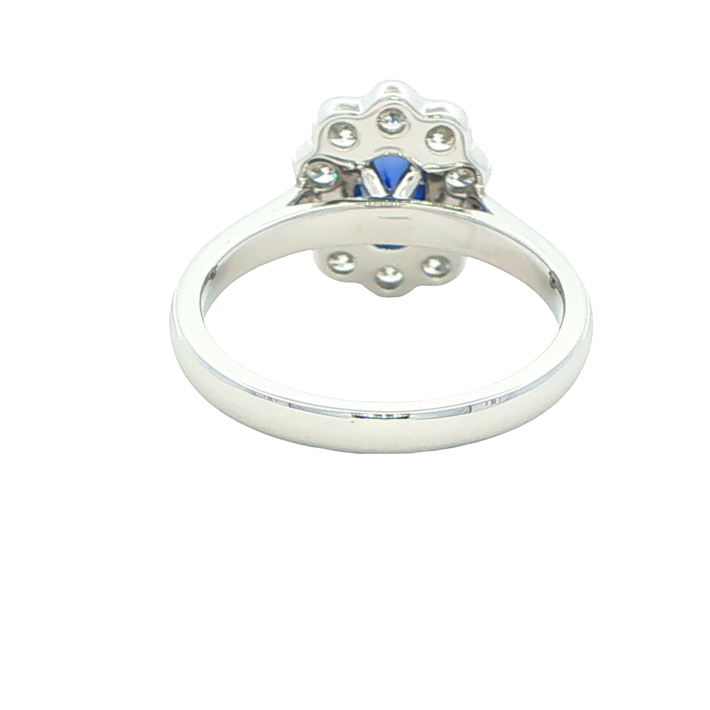 Oval shaped Sapphire and Diamond Cluster Style Ring