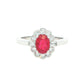 Oval Ruby and Diamond Fancy Style Cluster Ring