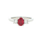 RUBY AND Round Brilliant Cut DIAMOND 3 STONE RING