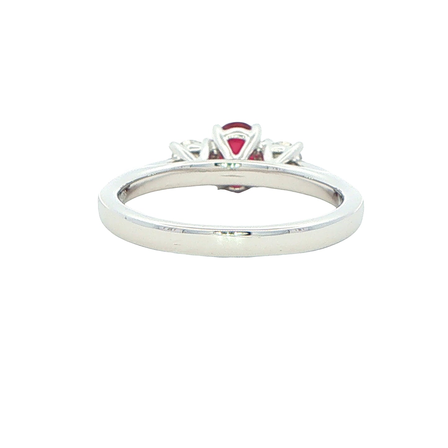 RUBY AND Round Brilliant Cut DIAMOND 3 STONE RING