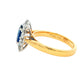 SAPPHIRE AND ROUND BRILLIANT CUT DIAMOND CLUSTER STYLE RING