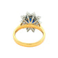 Octagonal Sapphire and round Brilliant Cut Diamond Cluster Style Ring