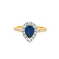 Pear Shaped Sapphire and Diamond Halo Style Ring