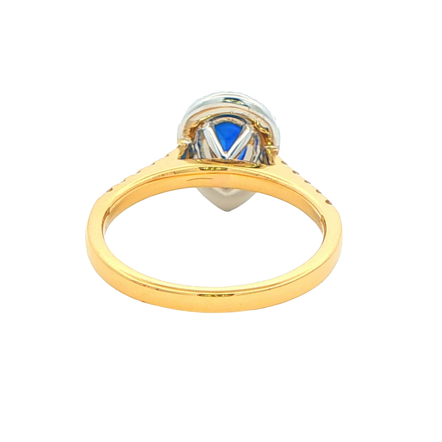 Pear Shaped Sapphire and Diamond Halo Style Ring