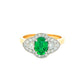 Emerald and Diamond Vintage Style Cluster Ring