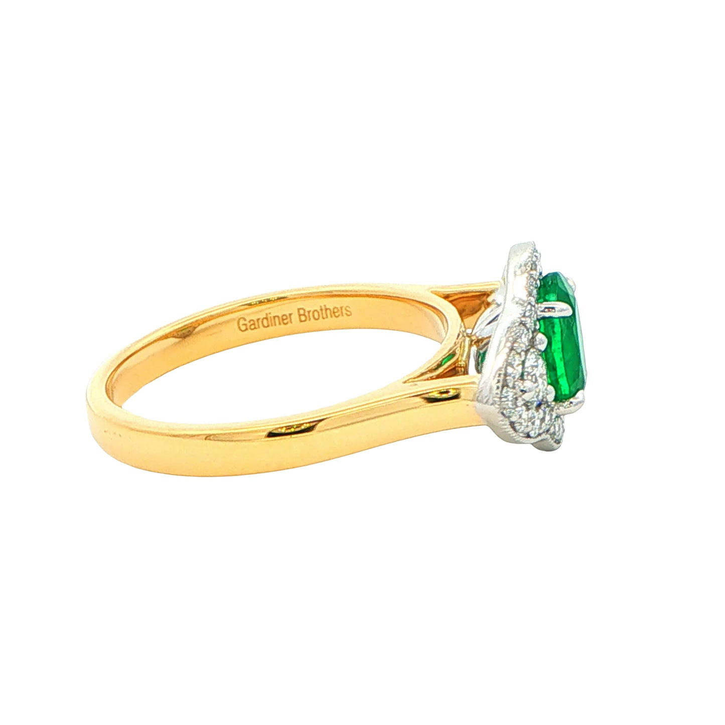 Emerald and Diamond Vintage Style Cluster Ring