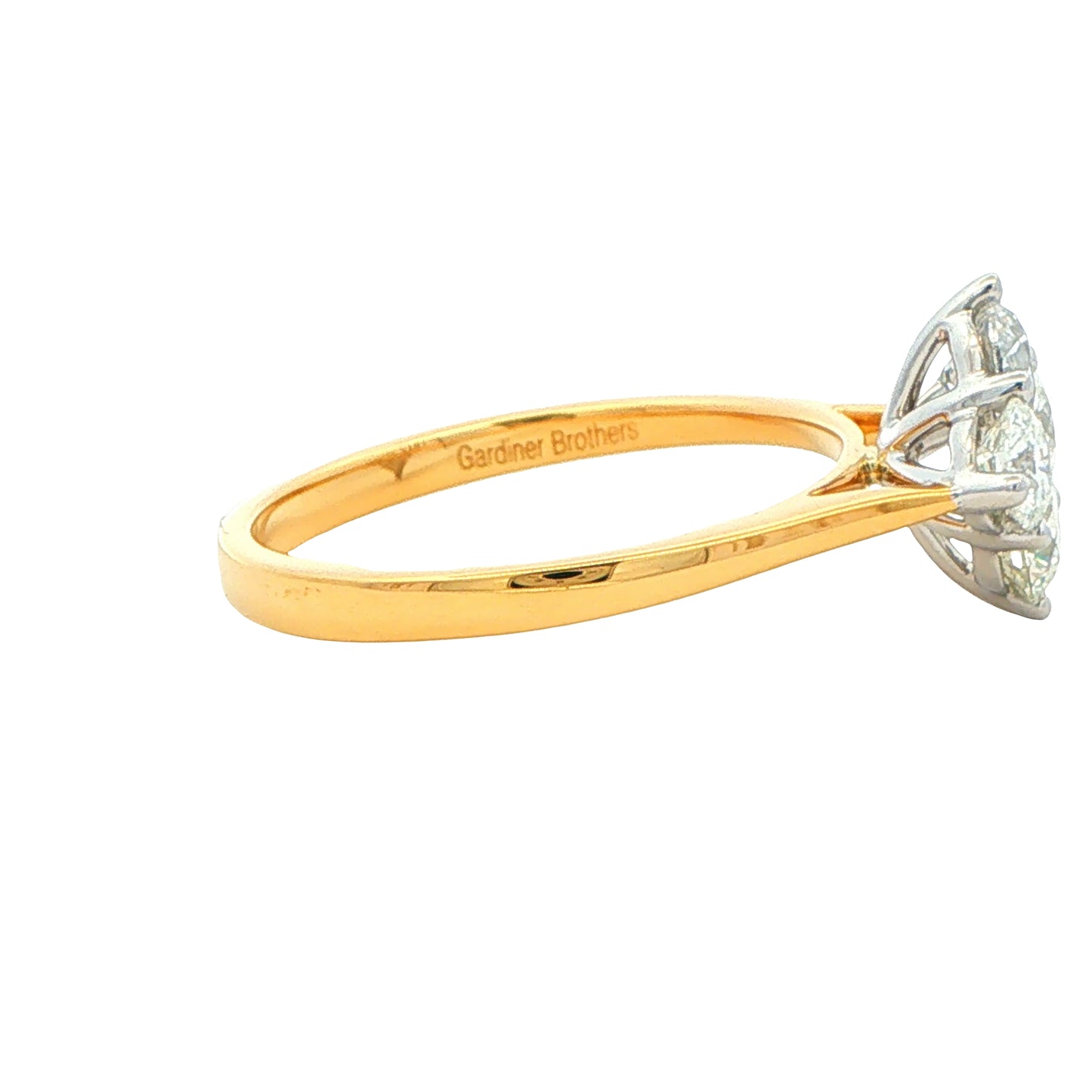 Yellow Gold Round Brilliant Cut Diamond 4 Stone Cluster Style Ring - 1.31cts
