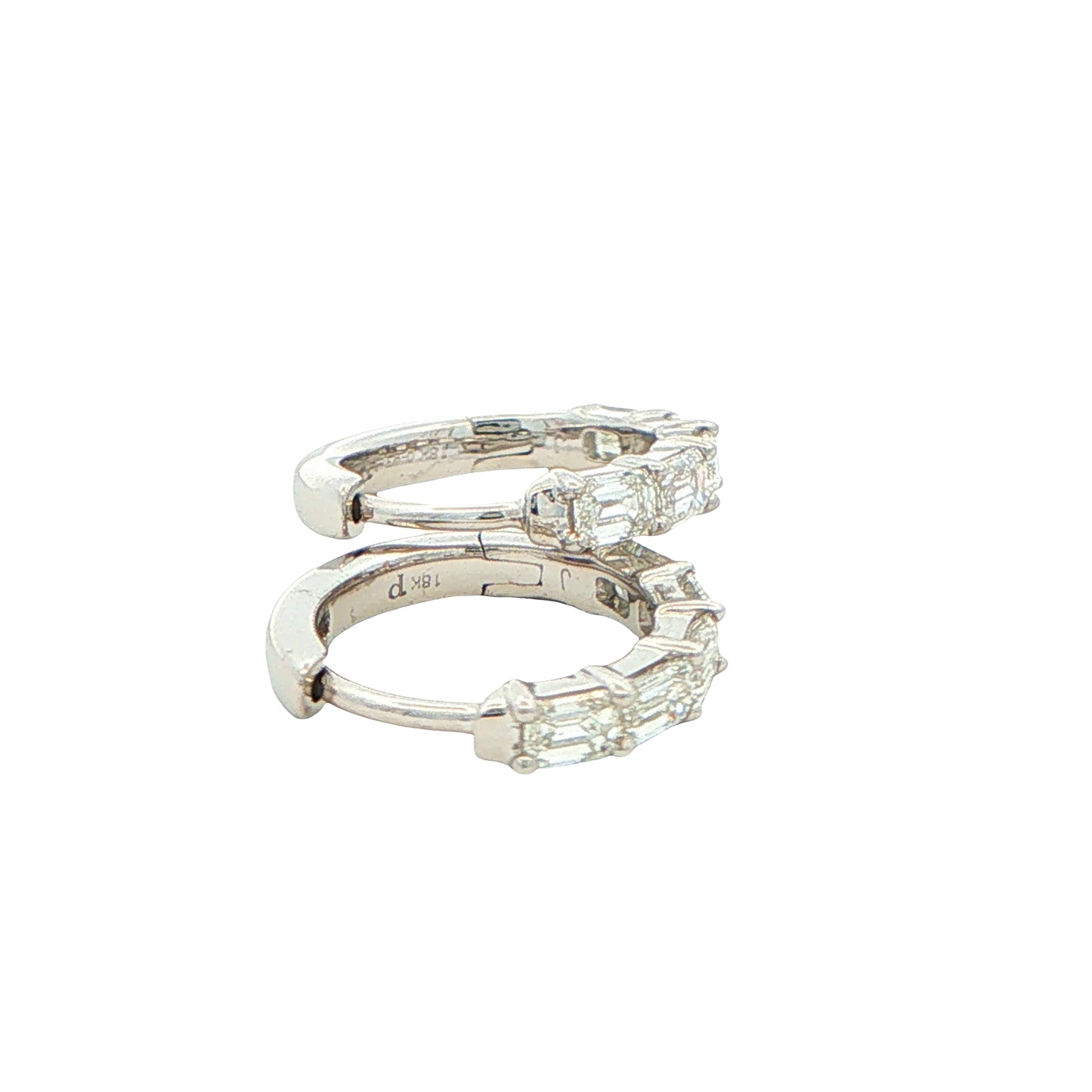 Emerald Cut Diamond Hoop Earrings - 0.93cts