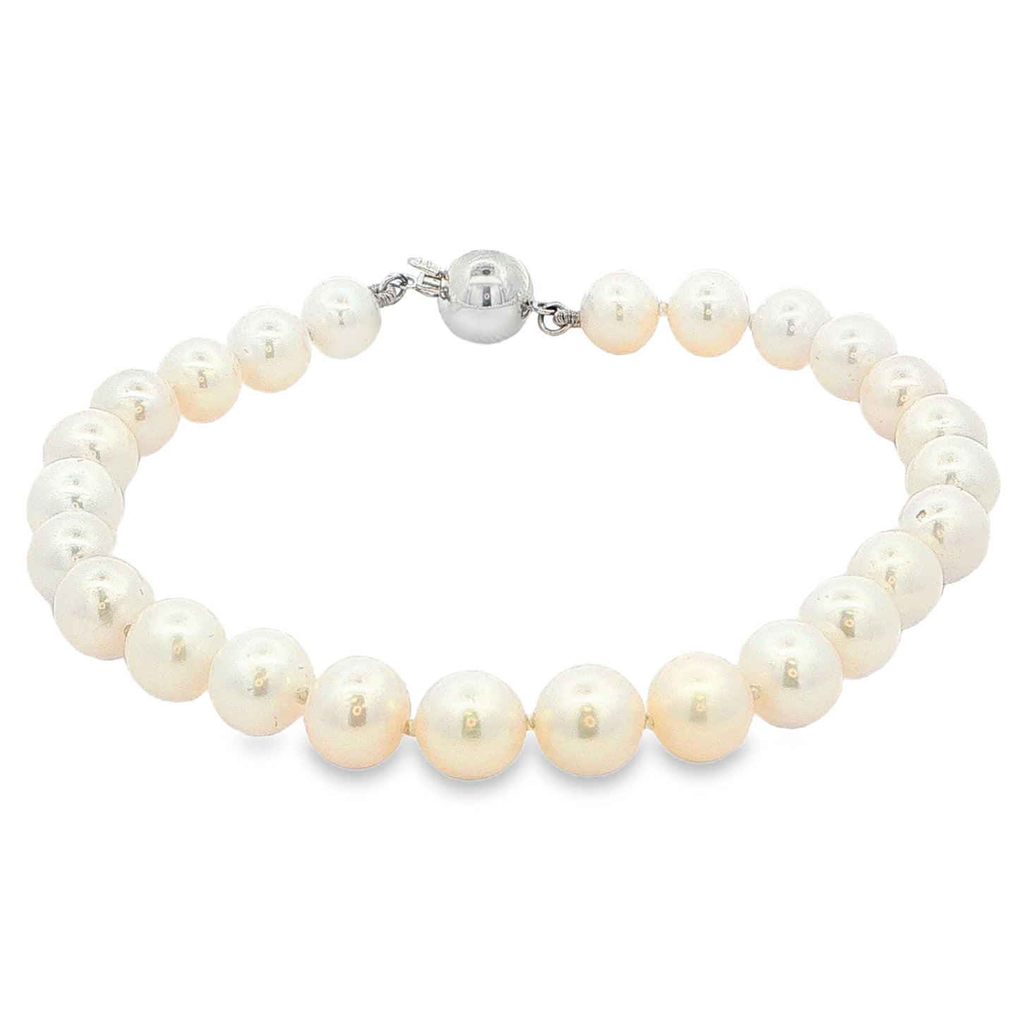 White Gold Akoya String of Pearl Bracelet : 6-6.5mm