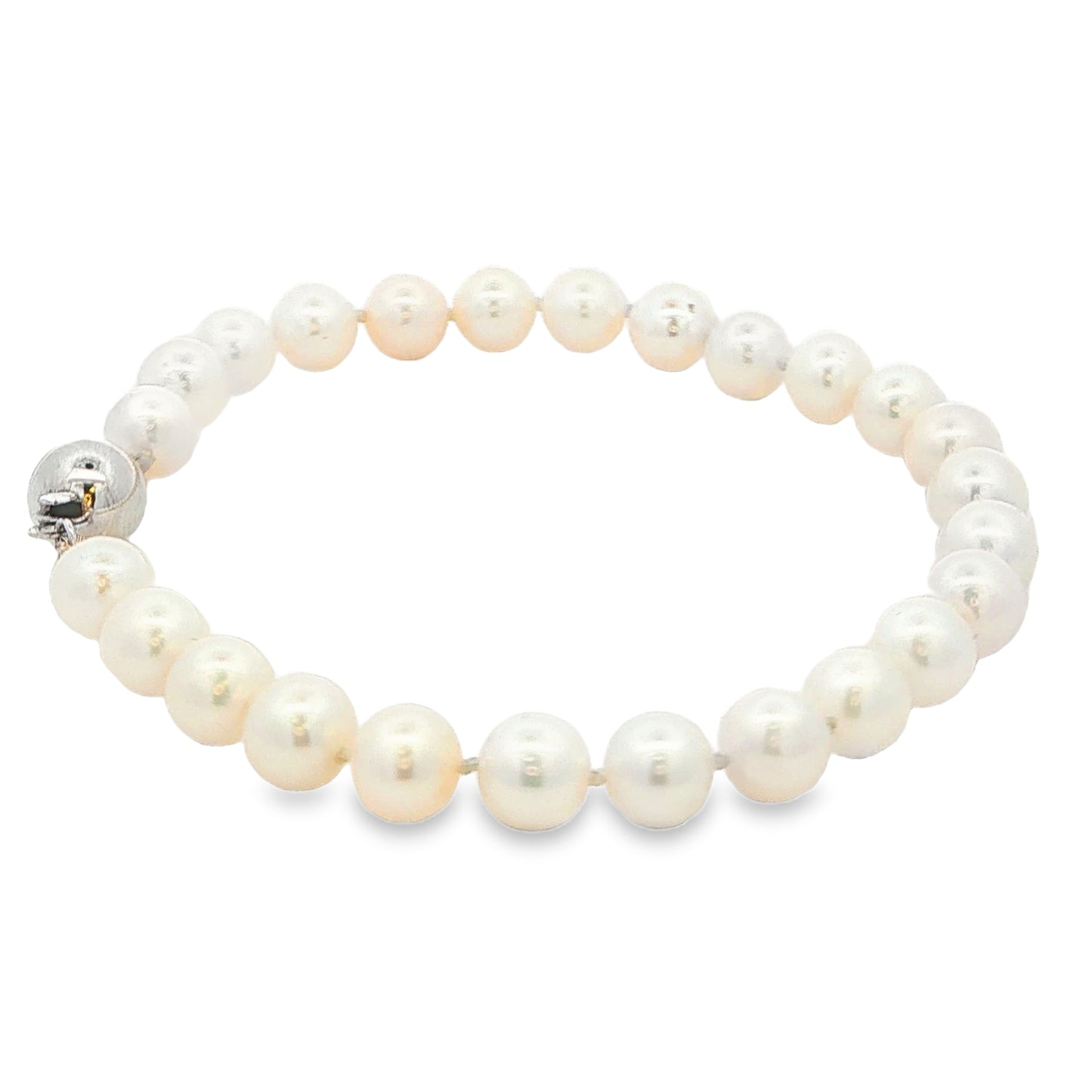 White Gold Akoya String of Pearl Bracelet : 6-6.5mm