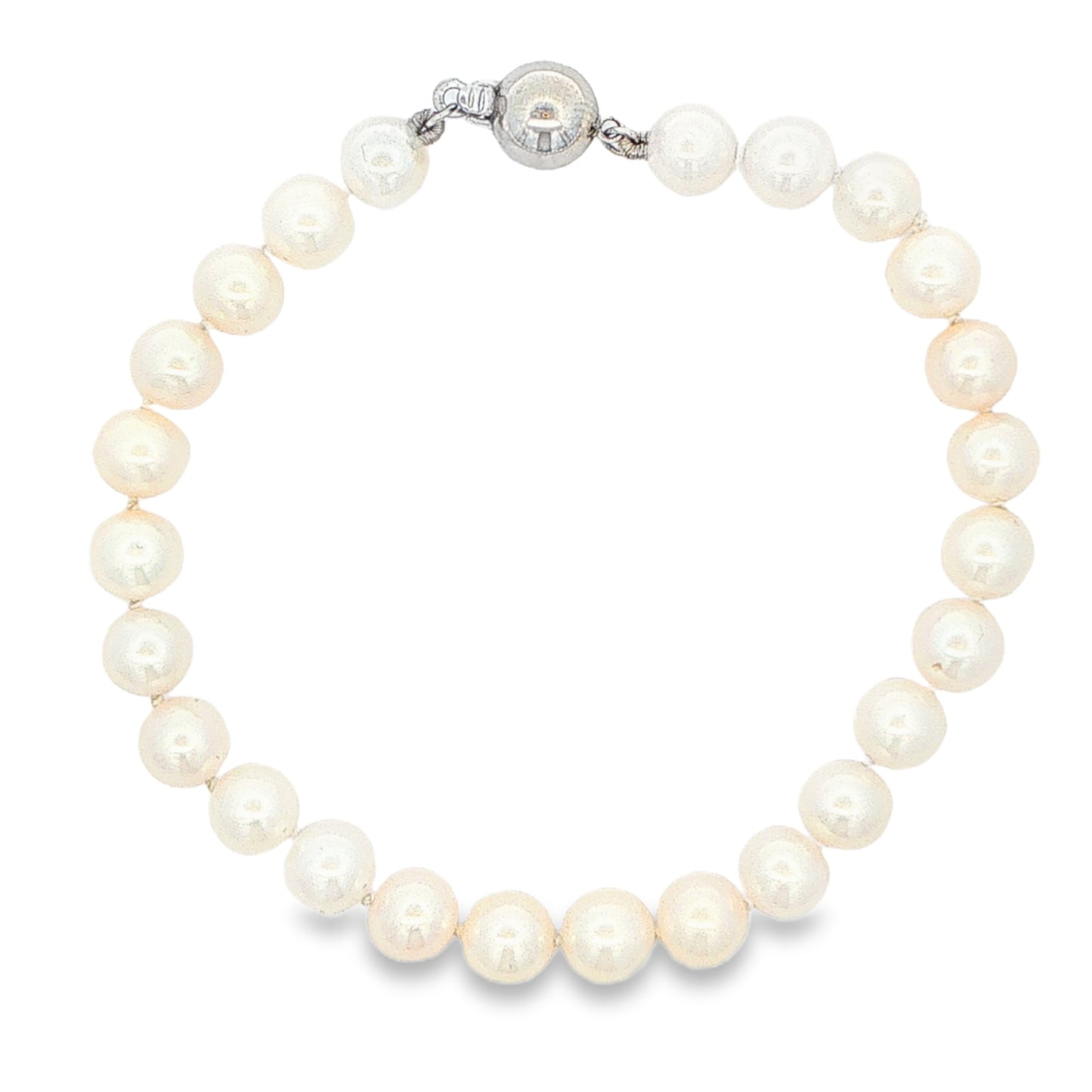 White Gold Akoya String of Pearl Bracelet : 6-6.5mm