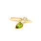 Yellow Gold Peridot and Diamond 2 Stone Ring
