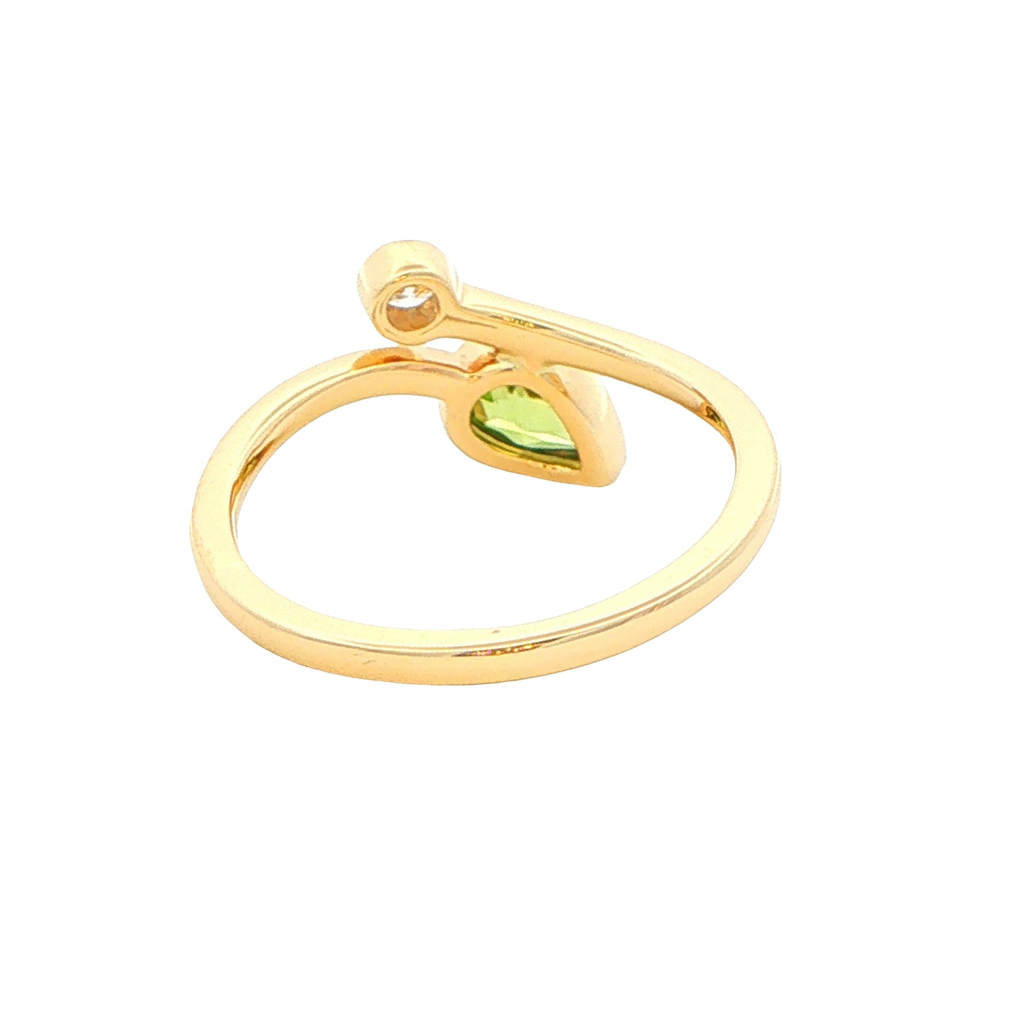 Yellow Gold Peridot and Diamond 2 Stone Ring