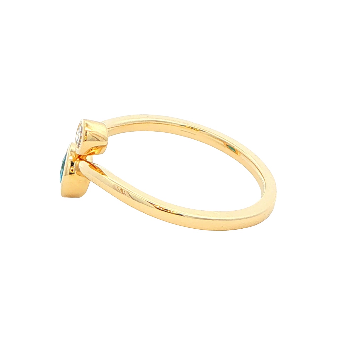 Yellow Gold London Blue Topaz and Diamond 2 Stone Ring